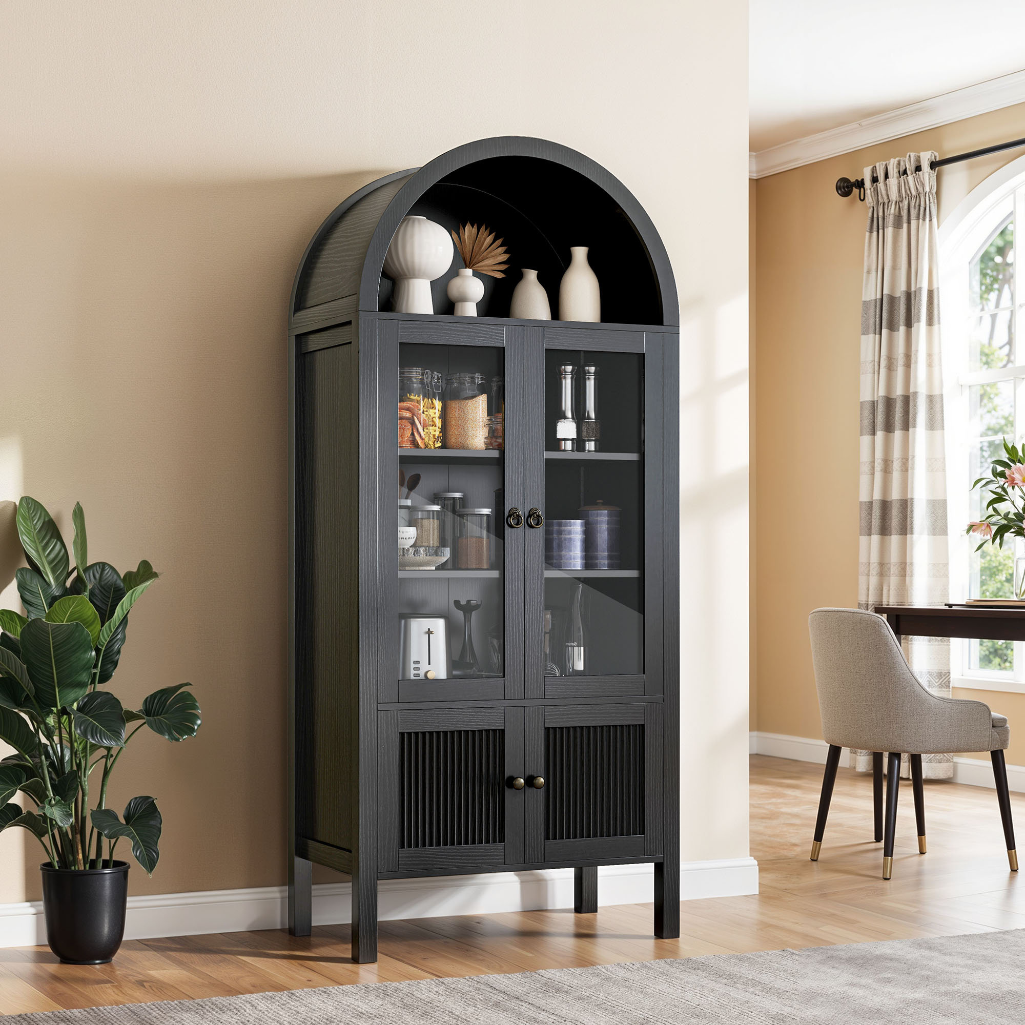 Wrought Studio™ 71" Tall Arched Kitchen Pantry & Reviews | Wayfair
