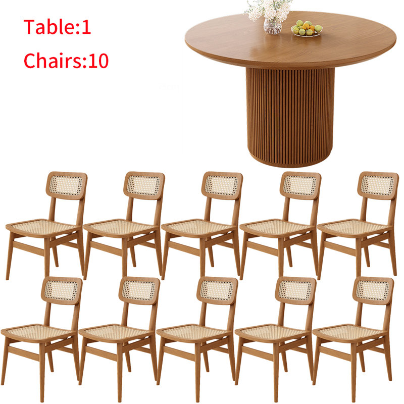 Ensemble de table de salle à manger en bois massif de style japonais