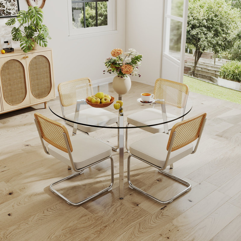 Ensemble de salle à manger 5 pièces, H 29,5 po x L 47 po x l 47 po, Beige