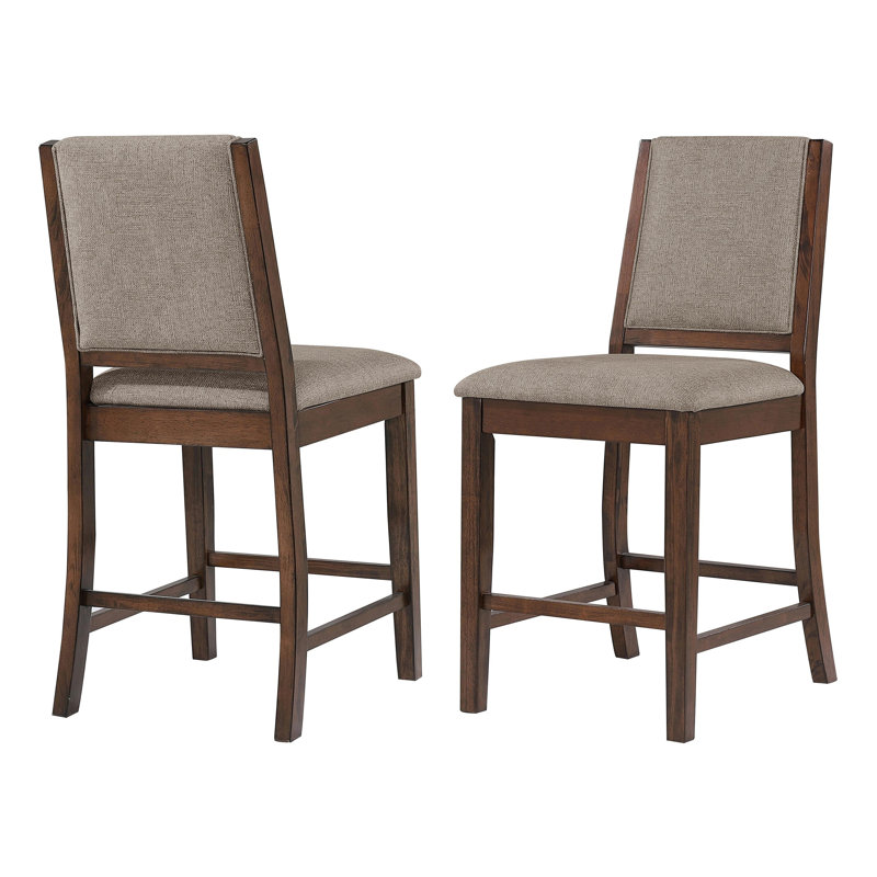 Chaise de comptoir rembourrée chêne manguier (ensemble de 2)