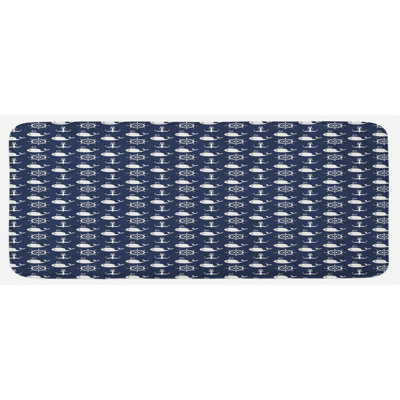 Tapis de cuisine à motif maritime avec baleines et ancres nautiques