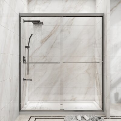 56"" W - 60"" W 72"" H Double Sliding Semi-Frameless Shower Door -  organnice, GB-B020NICKEL