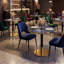 Table de salle à manger ronde en pierre frittée avec piédestal doré noir-862405666