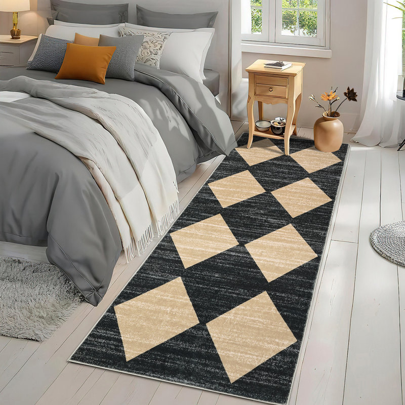 Machine Washable Rugs Distressed Trellis Rug for Living Room Non Slip Stain Resistant Carpet Modern Checkered Farmhouse Floor Cover