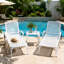 Méridienne de patio réglable en aluminium, chaise d'extérieur inclinable blanche à 3 positions avec roulettes