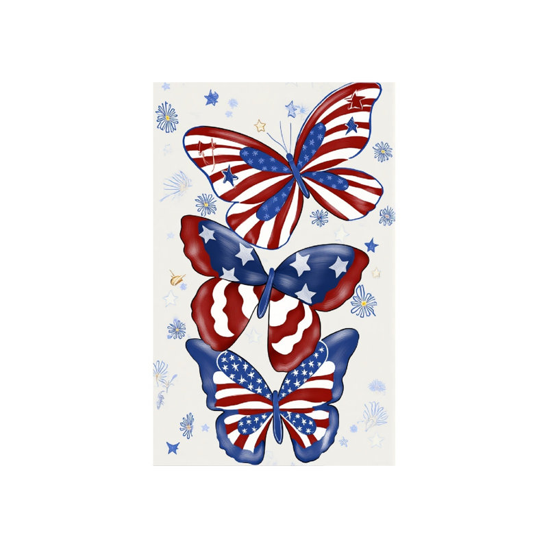 Drapeau de jardin papillon à double face, du 4 juillet au 4 juillet, 4 po x 18 po