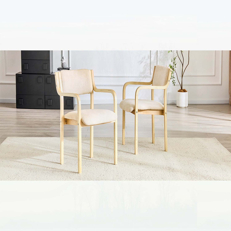 Ensemble de 2 chaises de salle à manger en tissu à structure en bois avec grain de bois naturel et conception ergonomique pour une assise confortable