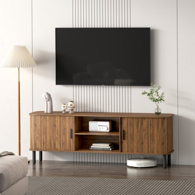 Meuble télé 70 po pour téléviseur de 80 po ou moins avec support coulissant et tablettes de rangement