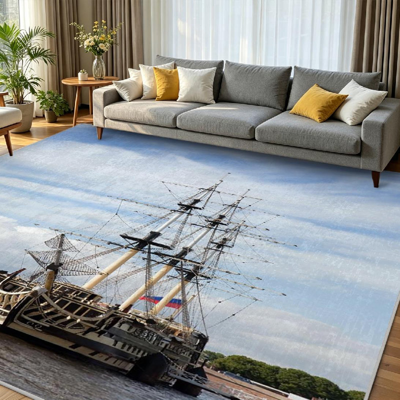 Tapis d'intérieur clair lavable à la machine, ancien bateau russe, Rectangle 55 po x 79 po