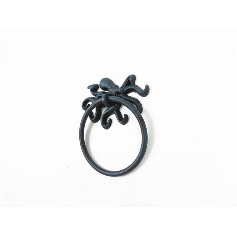 Porte-serviettes de octopus en fer moulé en cuivre, Bleu Seaworn