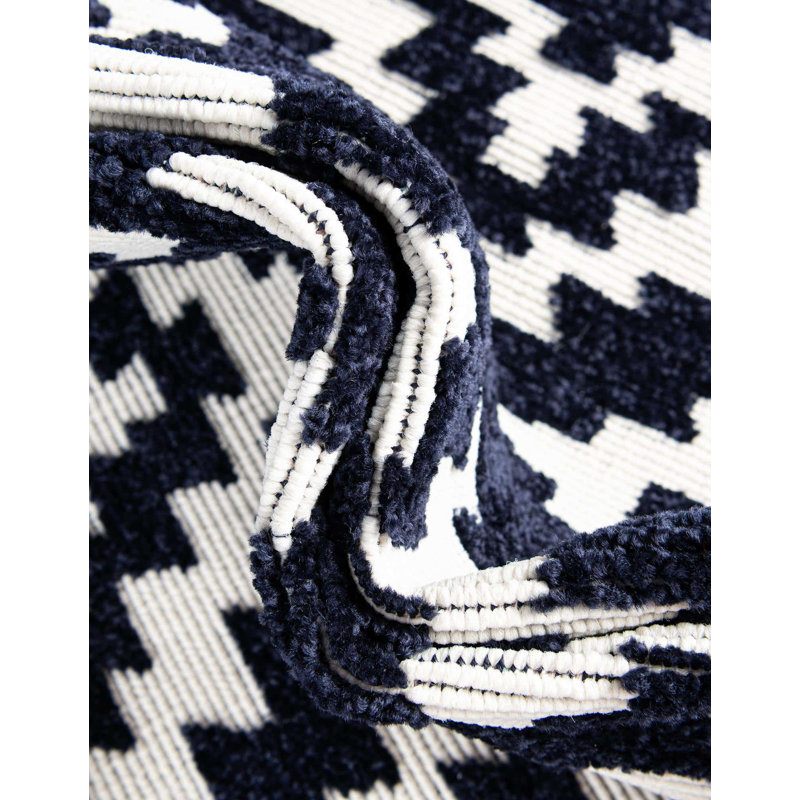 Sabrina Soto Zigzag Indoor/Outdoor Rug Navy Blue, Rectangle 2' x 3'1"