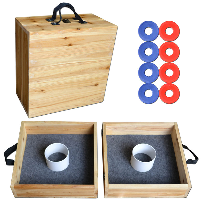 Premium Birch Wood Washer Toss Game Set with Plastic Coated Steel Washers