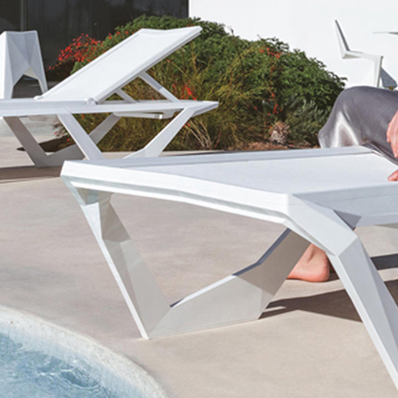 Chaise longue d'extérieur ajustable, Blanc