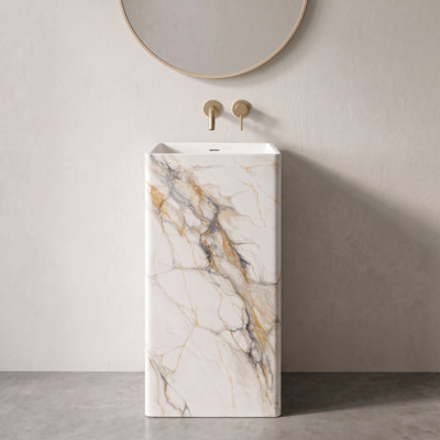 18'' Freestanding Solid Surface Pedestal Bathroom Sink