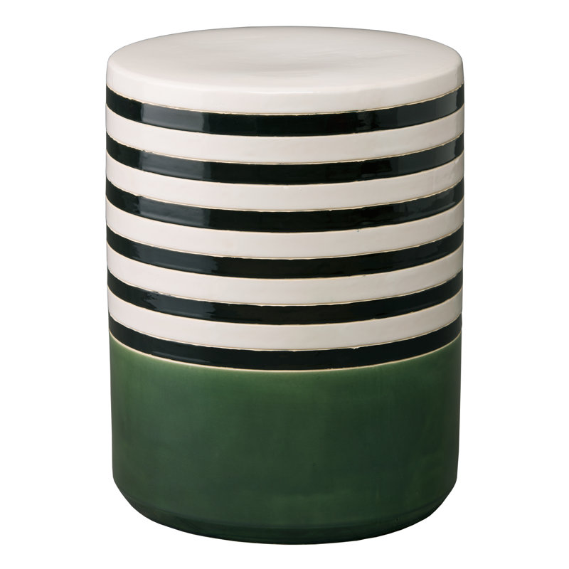 Zoha Ceramic Accent Stool, Bay Green/White/Black
