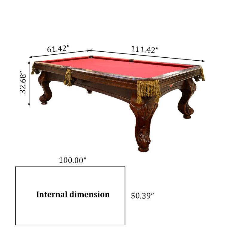 Table de billard 9 pi Vintage, 32.68" H x 111.42" W x 61.42" D