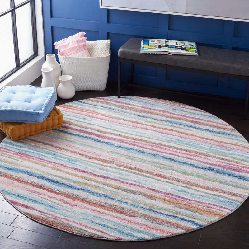 Jelliff Performance Striped Rug, Round 6'7"