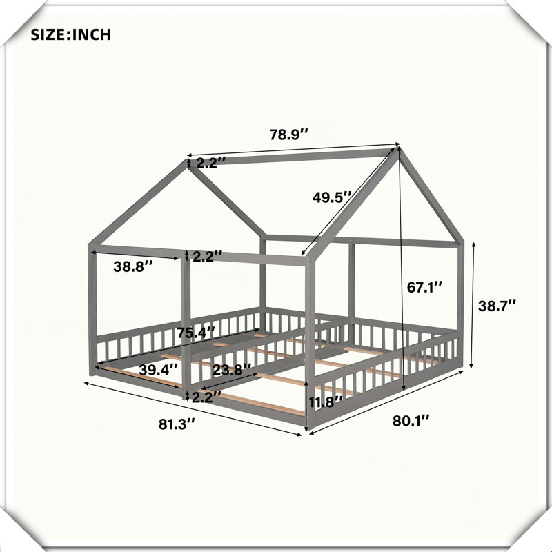 House Platform Beds Two Shared Beds Sturdy Compact Design,Twin