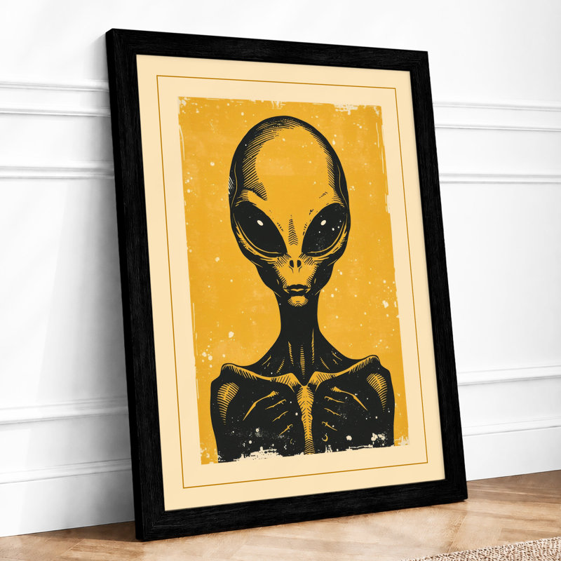 Alien Icon Retro - Framed Print, A2 - 59.4 x 42.0 cm, Black