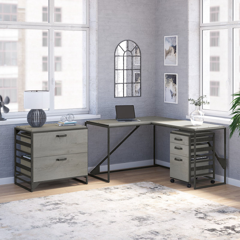 Ensemble de bureau et classeur Hairston, Blanc chalet
