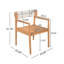 Ensemble de 4 chaises de patio, chaises de salle à manger d'extérieur en bois d'acacia tressé avec accoudoirs, aspect teck et tressage en corde blanche, résistantes aux intempéries, pour le jardin, la cour, les repas et la détente au bord de la piscine.