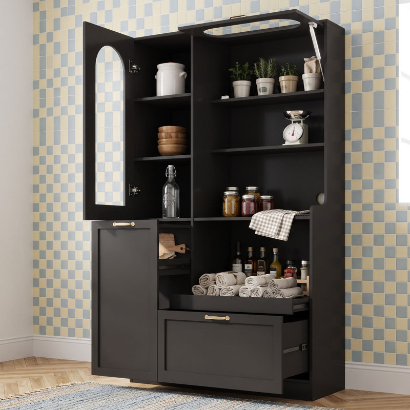 Armoire de rangement avec tiroir et tablettes ajustables, Noir