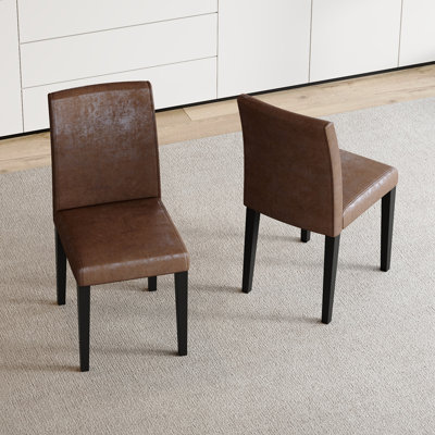 Faux Leather Upholstered Modern Dining Chair Side Chair With Metal Legs