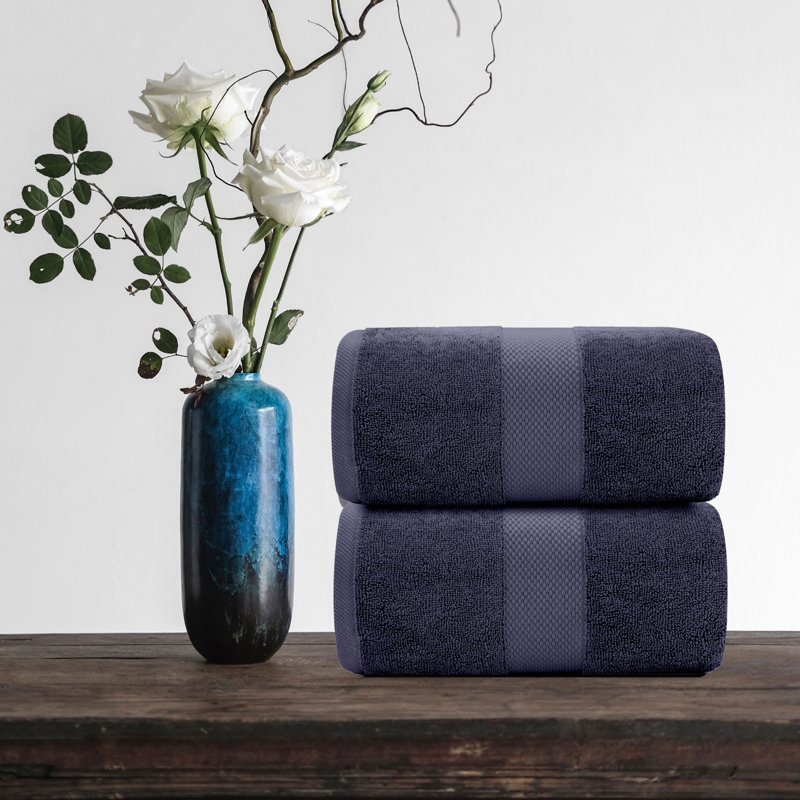 Drap de bain 100% coton Aldemar, Bleu marine