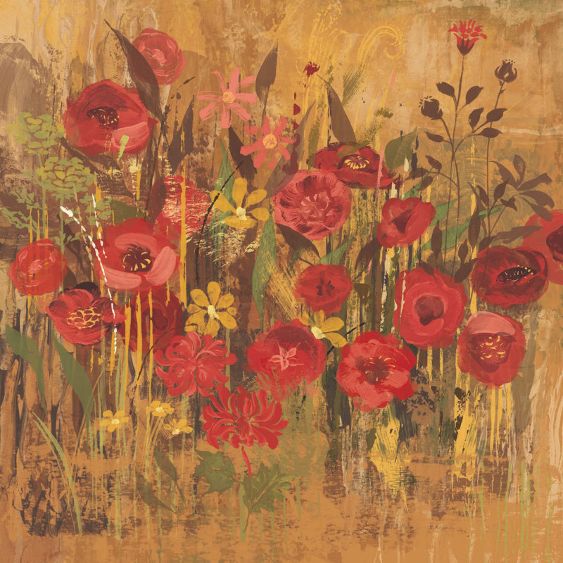 " Floral Frenzy Red V " by Alan Hopfensperger, 40" H x 40" W