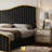 Callisburg Upholstered Queen Bed Frame with Harp Headboard & Footboard, Black-763182686-763182681