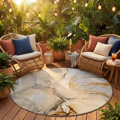 Tapis d'intérieur rond 8 po beige