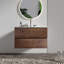 Meuble-lavabo mural de 30 po en noyer avec lavabo en céramique avec trois trous de robinet, grand meuble-lavabo flottant pour salle de bain moderne, lavabo une pièce sans drain, KD