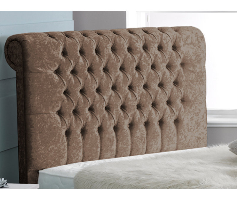 Coraline Upholstered Bed, Single (3'), Truffle Crush Velvet