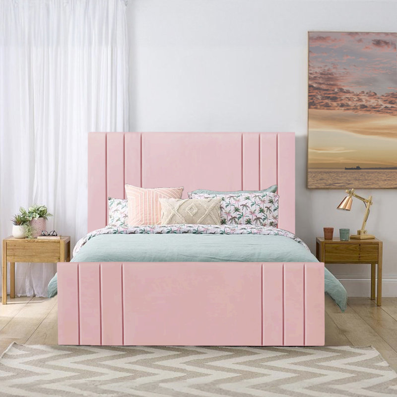 Bandur Upholstered Ottoman Storage Bed, Double (4'6), Pink