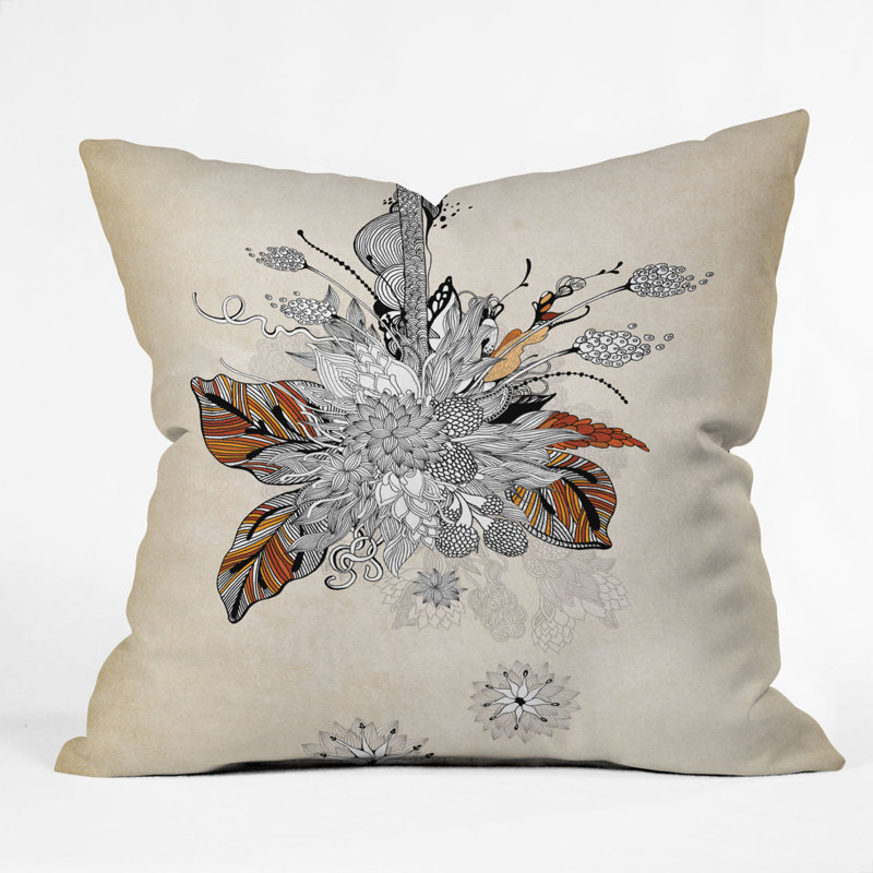 Floral Throw Pillow, 16" x 16"