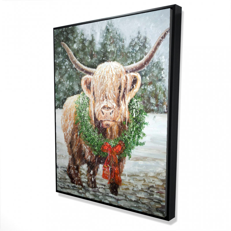 Highland Christmas Cow Print On Canvas, H 48 po x l 36 po