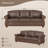Vintage Living Room Standard Couch, 89" Traditional Upholstered Nailhead Trim 3-seater Sofas & Couches With Rolled Arms And Wood Legs For Farmhouse, Apartment, Faux Leather-1984804349