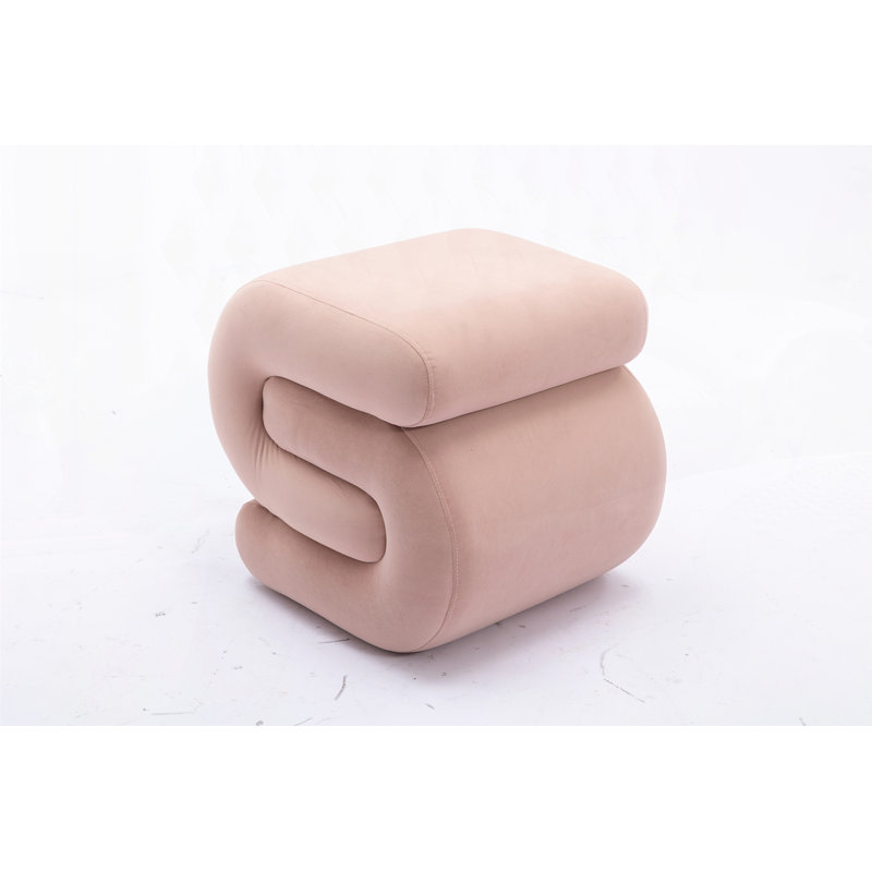 S-Shape Ottoman Makeup Stool Footstool, Pink Velvet