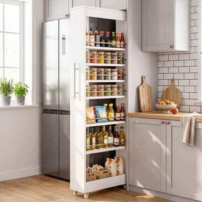 7-Tier 73" Tall Rolling Storage Shelving Unit, Slim 7.87" Storage Cart on Wheels