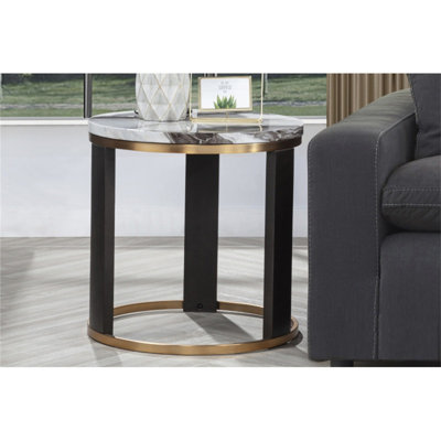 Table de bout ronde en imitation marbre ivoire 24 po (seulement avec la table)