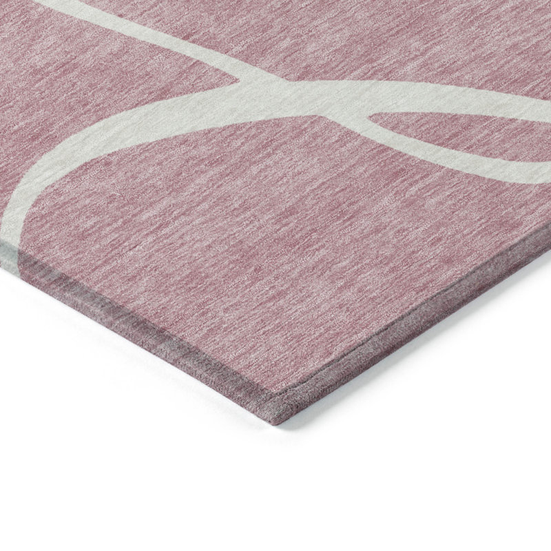 Tapis intérieur lavable abstrait 3 pi x 5 pi rose