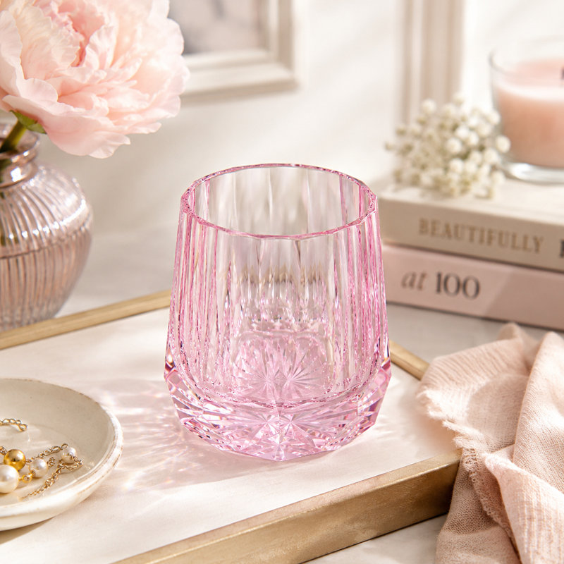 9 oz Verre en cristal turquoise à facettes Aqua, Rose