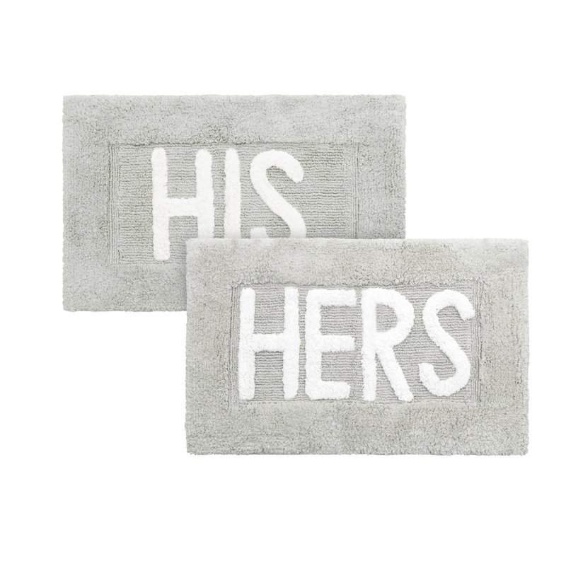 Cotton Blend Bath Rug, Light Gray