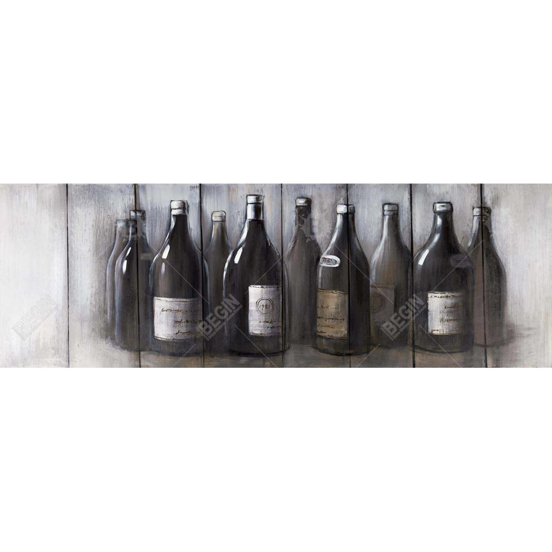 Bouteilles rétro - toile moderne brune encadrée