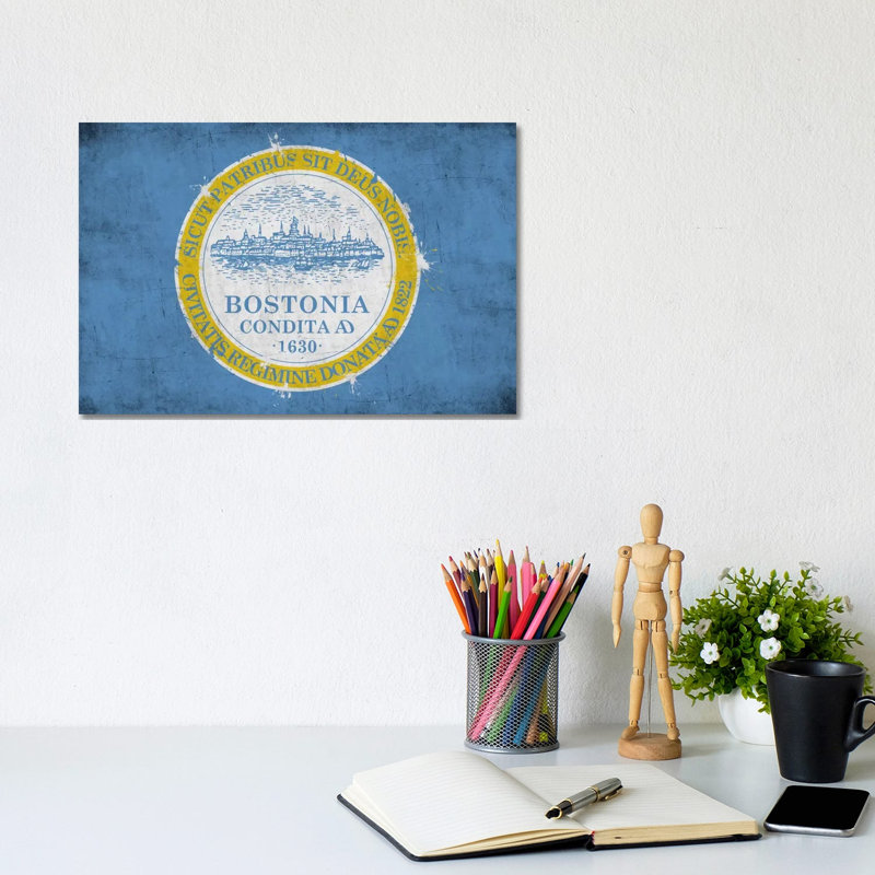 Bostonmassachusetts Flag - Wrapped Canvas Print, 20.32 cm H x 30.48 cm W