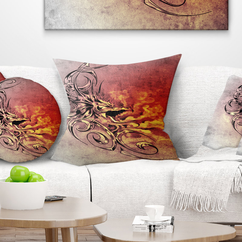 Dessin de tigre médiéval avec croquis de portrait, 16 po x 1 po, Coussin décoratif