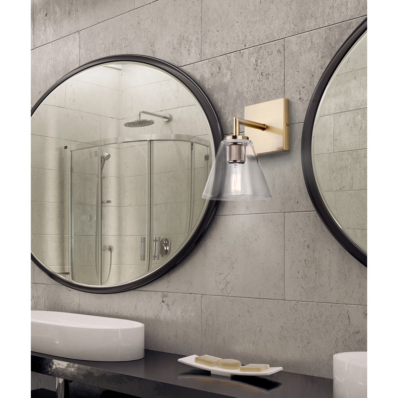 6,5 po Applique 1 lumière dorée avec abat-jour en verre transparent