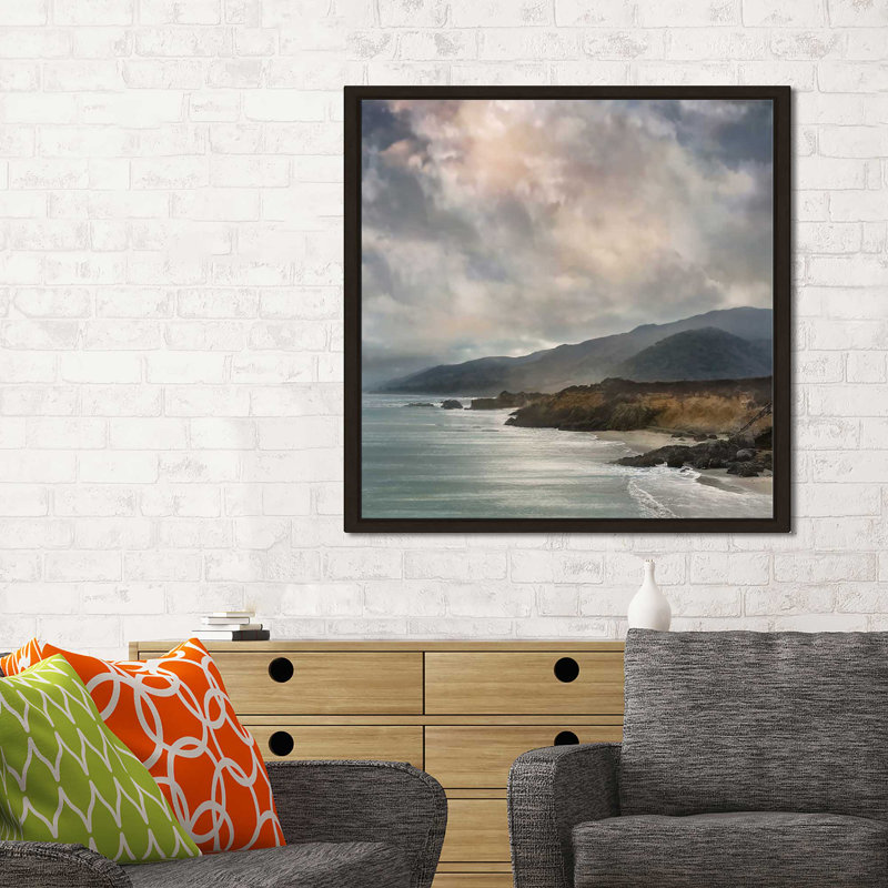 «Calming Sea», reproduction, H 21,5 po x l 33,5 po x P 2 po, Cadre flottant espresso