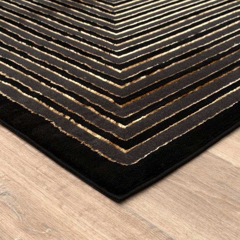 Monaco Series Abrstract Black/Gray/Ivory/Beige Area Rug, Rectangle 7'9" x 10'2"