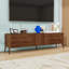 Contemporary TV Stand with Fluted Doors, Rounded Corners, Ample Storage and Cable Management